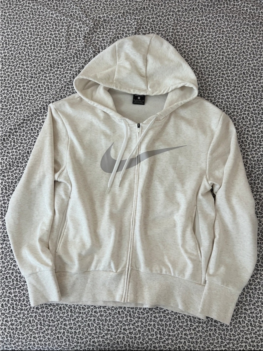 Nike Women’s Light Heather Gray Full-Zip Hoodie with Swoosh